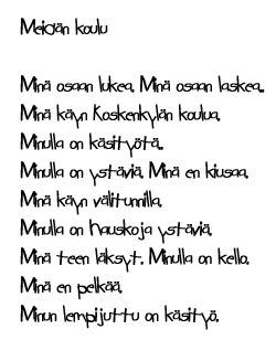 Ekaluokkalaisen teksti